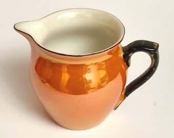 Vintage Art Deco Czechoslovakia Lustreware Orange Porcelain Jug/Creamer.