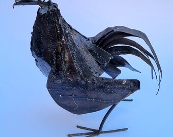 1960s Vintage Folk Art, Rooster Metal Sculpture.