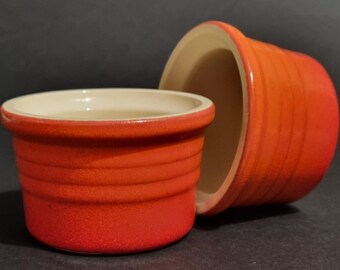 A Pair/Set of 2 Vintage Volcanic/Flame Le Creuset Stackable Ramekins.