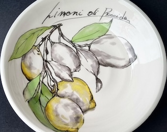 Vintage Italian Ceramica Cuore "Limoni di Procida" (Lemons of Procida) Handcrafted Ceramic Serving Bowl.