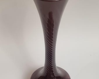 Mid Century 1960s Empoli Italy Cased Glass Amethyst Vase.