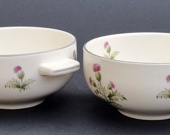 A Pair of Maddock Royal Vitreous Vintage Porcelain Thistle Design Soup Bowls.