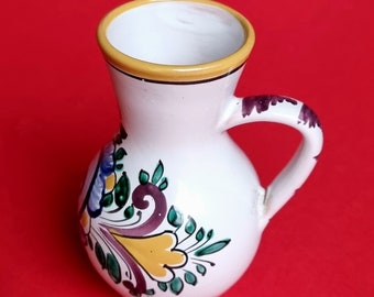 Vintage Decorative Czech Modra Slov Keramika Hand Colourful Painted Ceramic Pitcher/Vase.