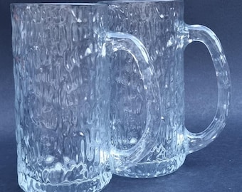 Ravenhead Glass Vintage 1970s "Siesta" Textured Beer Tankards - Set 2.