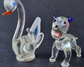 Mid-Century Murano Art Glass Figurines: Swan or Dog