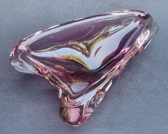 Murano Italy Mid Century 1970s Pink Sommerso Art Glass Ashtray/Bowl.