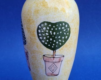 Vintage Yellow Studio Pottery Glazed Ceramic Vase.
