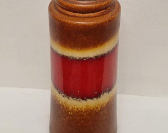 West German Vintage 1970s Scheurich Pottery Fat Lava Cylindrical Vase. No 206-26.