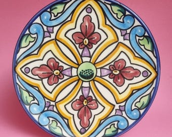 Vintage Platart S.L Spain Hand Painted Floral Wall Hanging Plate.