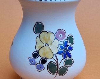 Vintage 1960s Honiton Pottery, Devon, 9.5cm Floral Hand-painted Ceramic Decorative Vase.