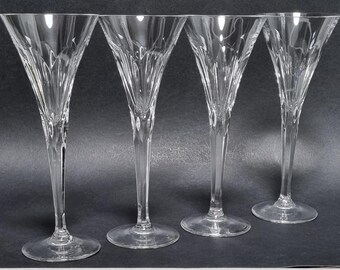 Slick Set of 4 Vintage 1990s Czech Bohemia Ceska "Danielle" Range Hand Blown/Cut Crystal Fluted Wine/Sherry/Champagne Glasses.