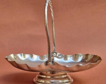 Antique Silver Plated Basket Tray With Handle.