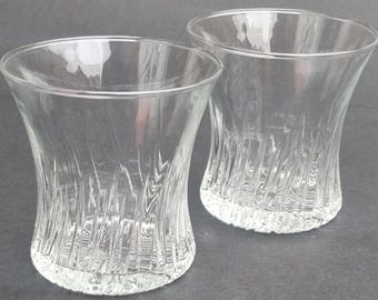 A Pair of Vintage 1970s 'Solar' Spirit/Juice/Whiskey Glasses, Made by Ravenhead Glass Company, Sunbury-on-Thames, England.