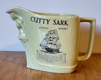 Vintage 1960s HCW Cutty Sark Scotch Whisky Ceramic Ship Figurehead Water Pitcher/Jug.