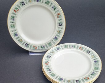 A Lovely Set of 4 Vintage 1960s Royal Doulton "Tapestry" Pattern and Gold Rims Bone China Side/Tea Plates.