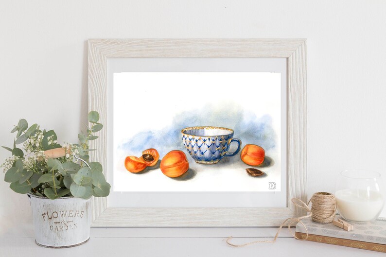 Aquarell-Malerei druckbare Stillleben Küche Wandkunst | Etsy