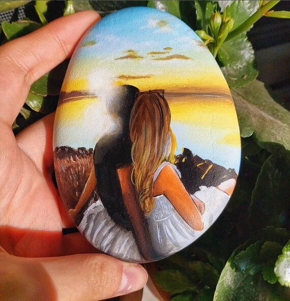 Hand Painted Rock Stone Pebble Stone Art Drawing Pebble Art Wedding Gift  Home Decor Unique Gift Stone Art Paint Beach Stone Painting - Etsy