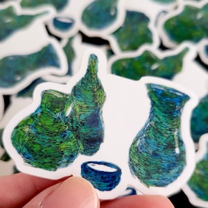 Adesivi in vinile Green Vases, adesivo astratto, adesivo impermeabile per laptop, bottiglie d'acqua, ecc