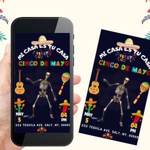 Modelo Canva |Convite Cinco de Mayo|Convite Cinco de Mayo|Placa de vídeo|Download instantâneo |convite animado digital|Convite digital para festa|convite engraçado
