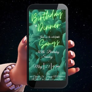 Canva Template| Video Invitation Template |Animated Green| Birthday Dinner| Birthday invite|Party invitation |video text message| Digital
