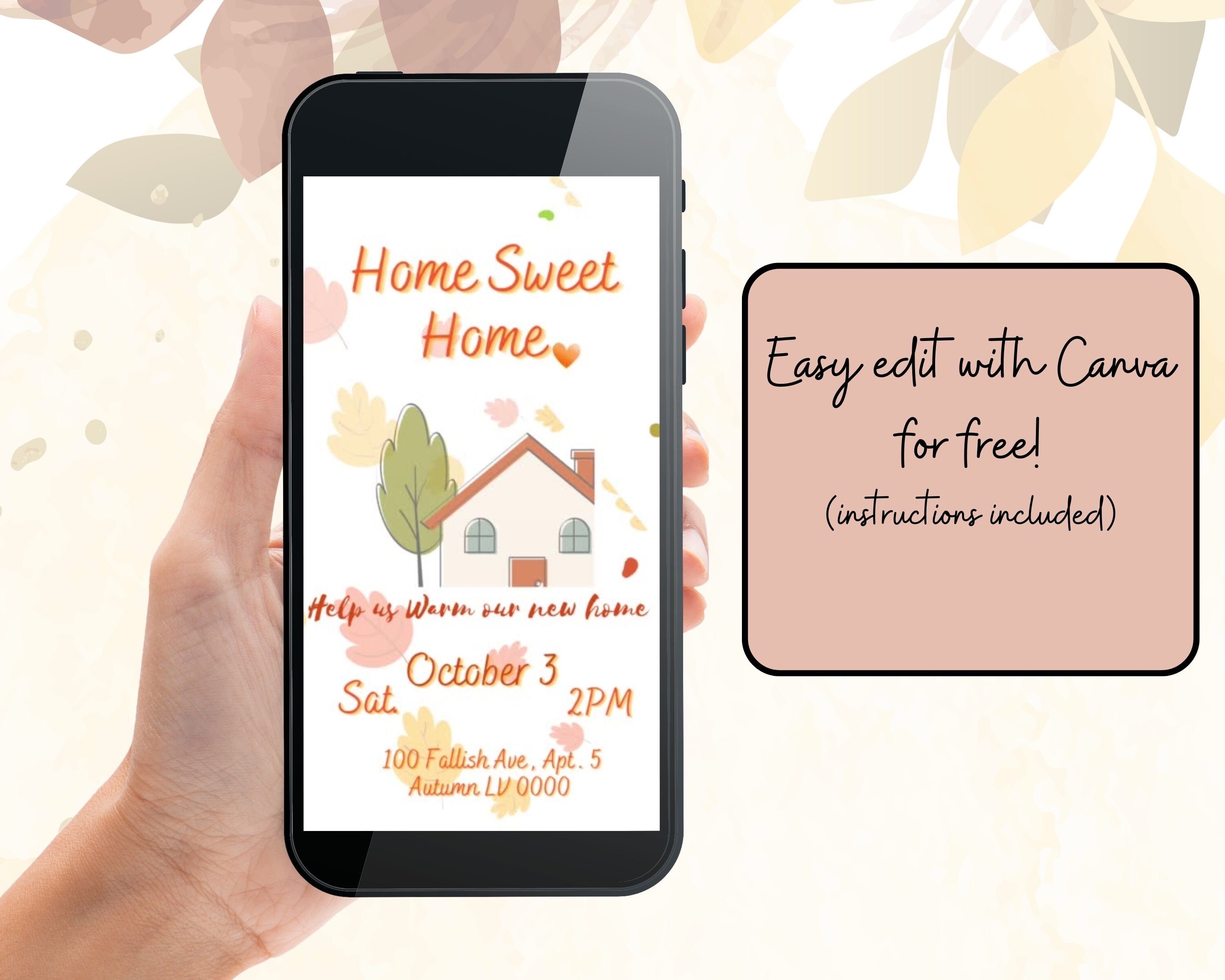Canva Template |house Warming Invite | Invitation Template |fall Autumn ...