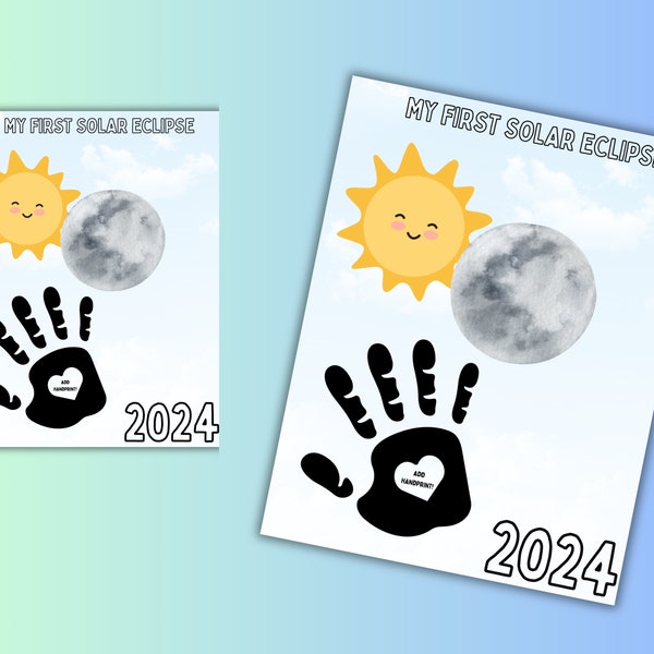 Canva Template|My First Solar Eclipse| Printable |arts| arts & craft| fun craft|digital| Kids |handprint| Hand Paint |paint|Instant Download