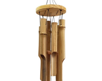 Wooden Wind Chimes for Outside, Handcrafted Sympathy Gift, Bamboo Memorial Wind Chimes Relaxing Sweet Tones, Home Garden Patio Outdoor Decor