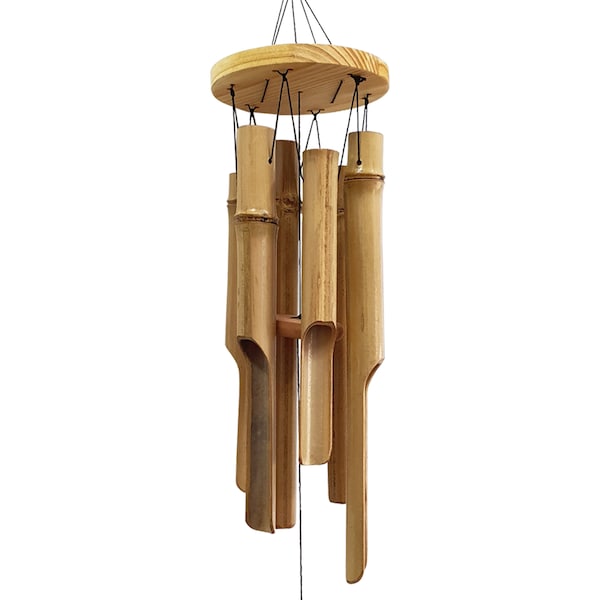 Wooden Wind Chimes for Outside, Handcrafted Sympathy Gift, Bamboo Memorial Wind Chimes Relaxing Sweet Tones, Home Garden Patio Outdoor Decor