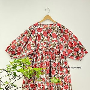 Hand Made Cotton Dress, Floral Print Cotton Dress, Indian Print Dress, Cotton Summer Dress, Block Print Dress, Long Dresses, Gift For Her