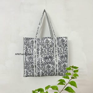 Hand Block Printed Tote Bag, Women Traditional Tote Bag, Cotton Tote Bag, Quilted Tote Bag, Indian Printed Bag, Gifts For Her