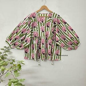 Beautiful 100% Cotton Women Hand Block Printed Blouse, Mini Dress, Summer Short Top, Summer Beach Outfit Dress, Birthday Gifts Top