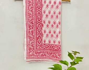 Floral Rainbow Beach Sarong: Indian Block Print Cotton Pareo