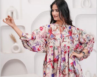 Indian Hand Made Cotton Blouse Beautiful Print Top, Indian Printed Blouse, Women Best Tailored Blouse, Mom Outfit Shopping Travel Top