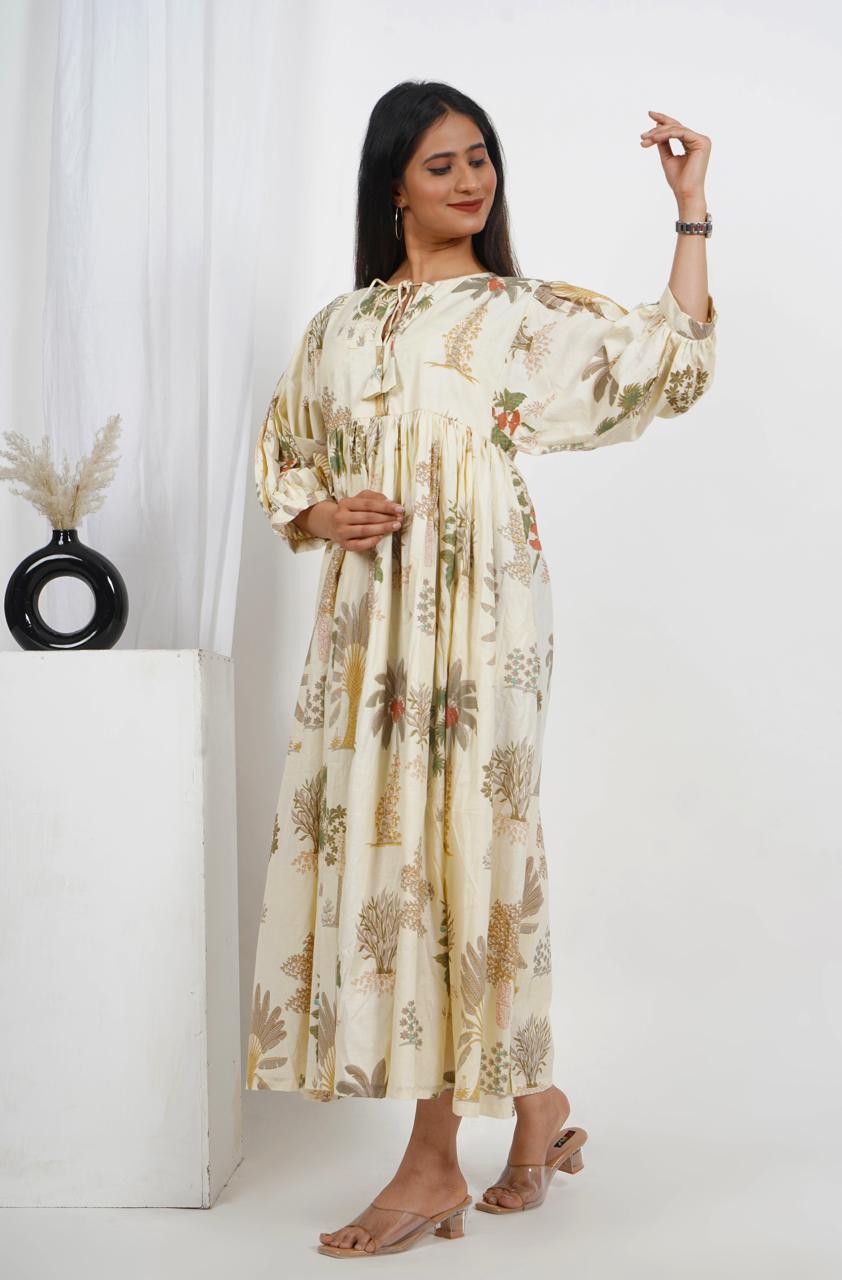 100% Pure Cotton Block Print Dress, Cotton Dress, Women's Dress, Birthday Gifts Maxi Dress, Loose Comfy Dress, Gifts For Her