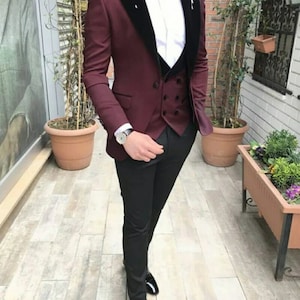 Maroon and black suit clearance jacket