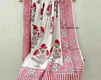 Floral Sarongs Indian Hand Block Print Soft Voile Fabric Hand Made Soft & Pure Cotton Voile Scarf, Women Summer Beach Pareo, Floral Print