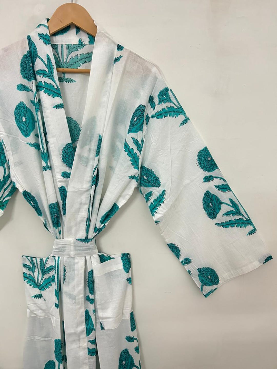 Light Robe Japanese Floral Cotton Kimono Robe: Japanese Style Summer Cover-up, Boho ...