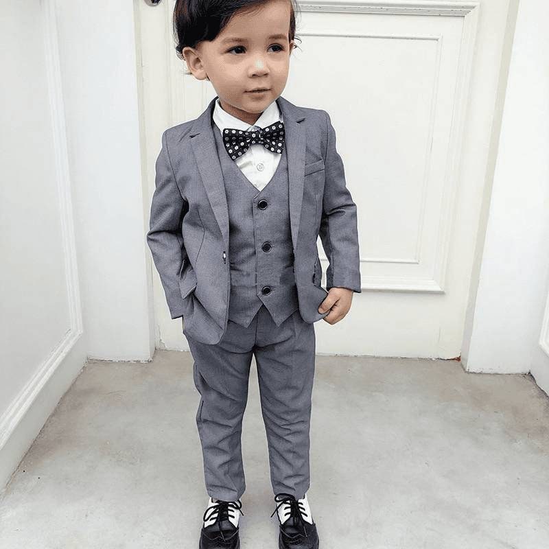 KIDS BOYS Gray 3 Piece Slim Fit Suit Wedding Wear Groom Wear