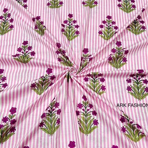 Indian Hand Block Print Soft Fabric By The Yard. 100% Pure Cotton Cotton Voile Fabric For Dress Making, Sewing Crafting Upholstery Fabric