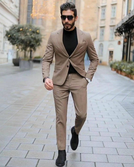 Men Classic Suits Brown 2 Piece Slim Fit Elegant Suits Men | Etsy