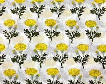 Floral 100% Voile Hand Block Print Indian Fabric Dress Fabric Home Decor Curtain Pillow Fabric Quilting Fabric Men Women Kids Cloth Fabric