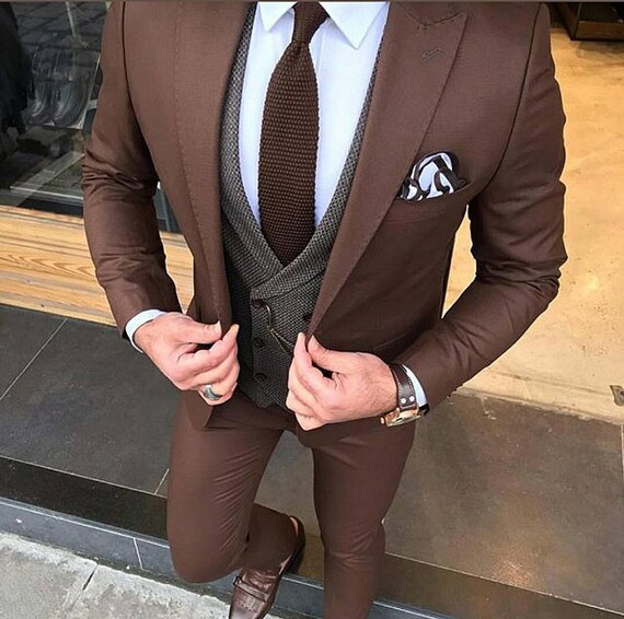 Men Brown Suits 3 Pieces Slim Fit Suits Formal Suits Party | Etsy