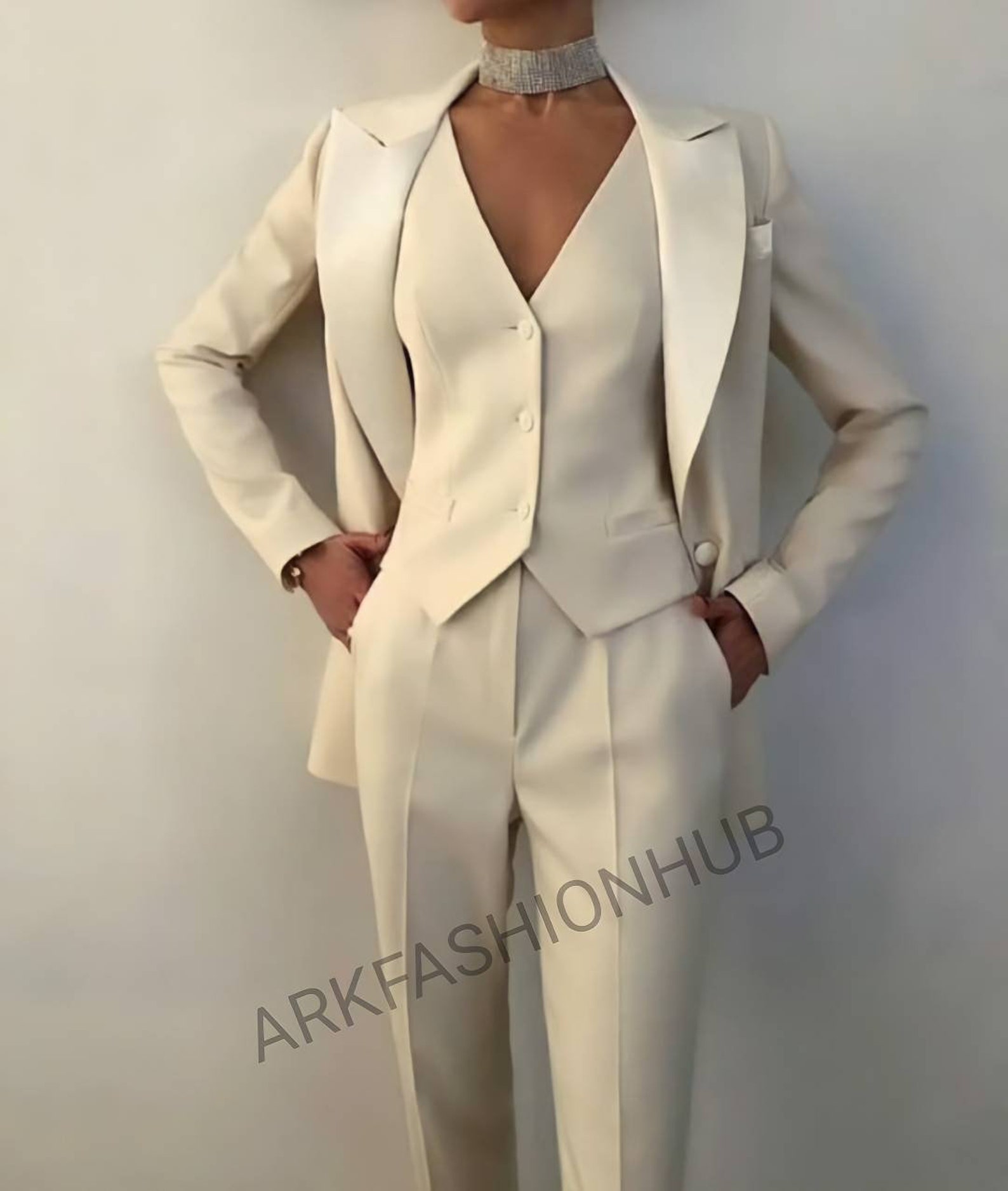 Women Cream Suit Designer 3 Piece Suits for Women/ GIRL Pant Etsy