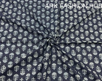 Blue Print Soft Cotton Fabric, Indian Handmade Fabric By The Yard, Sewing & Quilting Fabric, Dressmaking Fabric, Women's Clothing,