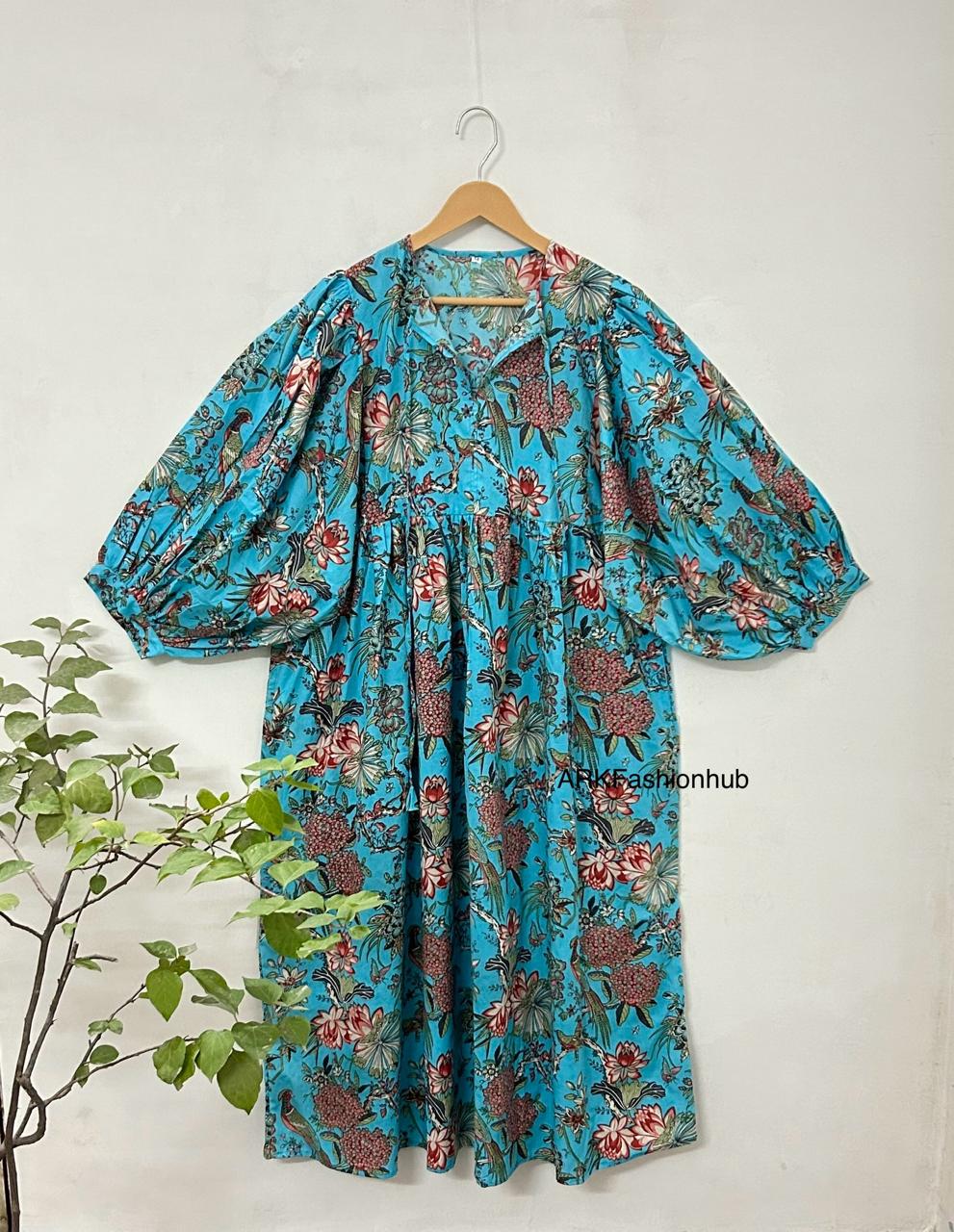 Pure Cotton Indian Print Boho Colourful Summer Earthy Elegant Comfy Daywear Mom Outfit Dress | Summer Beach Travel Outfit Dress, Mom Gifts Pure Cotton Indian Print Boho Colourful Summer Earthy Elegant Comfy Daywear Mom Outfit Dress | Summer Beach Travel Outfit Dress, Mom Gifts
