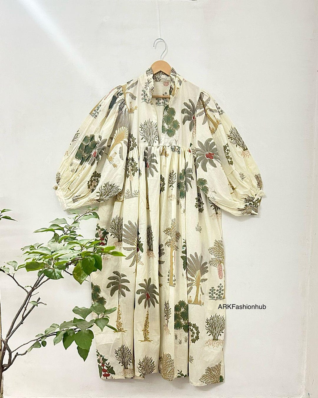 indian cotton boho dresses Sage Green Paisley Hand Block Printed Cotton Maxi Dress  Indian Boho