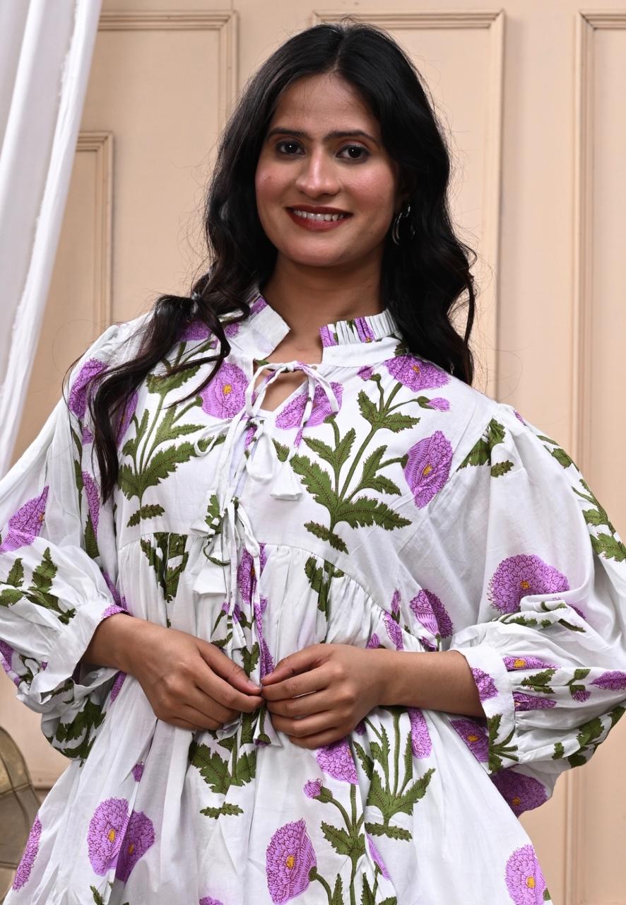Beautiful Print Indian Hand Made Cotton Blouse Top, Jaipur Printed