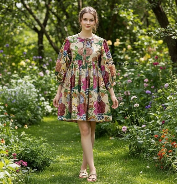 women indian cotton boho dresses Print Pure Colourful Summer Earthy Elegant Comfy Daywear Mom Outfit Dress | Summer Beach Travel Outfit Dress, Mom Gifts Primary color:Blush Flora | Botanical Colorful Doctorate Block print Colorful Ethnic Print Maxi