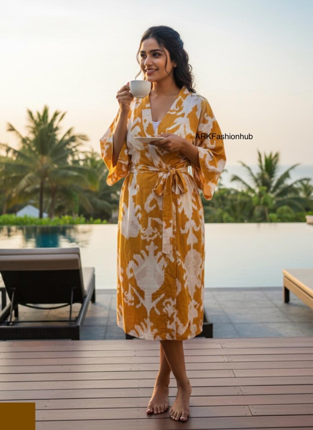 Light Robe Japanese Cotton Kimono Robe: Japanese Style Summer Cover-up, Boho Loungewear ...