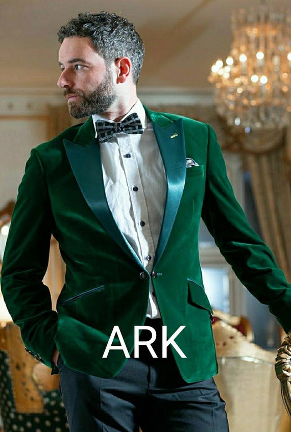 Mens green velvet tuxedo clearance jacket